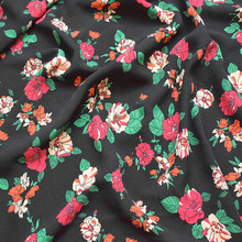 145x100cm importado preto floral imprimir tecido de chiffon macio para mulheres vestido de casamento camisa cachecol costura pano estofamento 2024 - compre barato