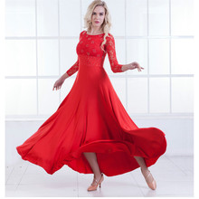 Vestido de dança moderna, manga longa, roupa de dança de salão padrão nacionais, vestido de valsa, roupa de desempenho 2024 - compre barato