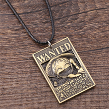 J Store 2 Colors One Piece Monkey D Luffy Wanted Warrant Square Tag Pendant Necklaces for Fans Cosplay Jewelry 2024 - buy cheap