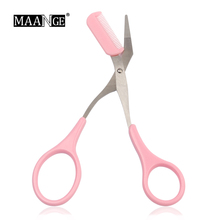 MAANGE 1PCS Pink Eyebrow Trimmer Scissors With Comb Lady Men Removal Grooming Shaping Shaver Eyelash Hair Clips Cosmetic Tool 2024 - buy cheap
