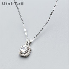 Uini-Tail hot new 925 sterling silver short necklace Korean shiny pendant ladies simple clavicle chain jewelry high quality 2024 - buy cheap