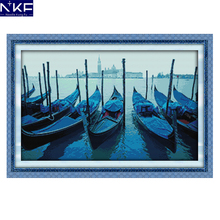 NKF Cross Stitch Patterns DIY Embroidery Needlework Venice boats Create Cross Stitch  Designs For Home Decoration 2024 - buy cheap