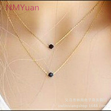 Новое эффектное ожерелье, невероятно изысканное простое ожерелье с двойным черным кристаллом, женское Ювелирное Украшение в сборе 2024 - купить недорого