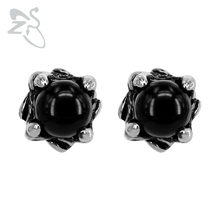ZS 1 пара черные каменные серьги-гвоздики для женщин 4 когти из нержавеющей стали серьги в винтажном стиле пирсинг серьги ювелирные изделия 2024 - купить недорого
