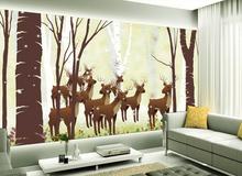 Custom children wallpaper,Woods and deer,3D cartoon paradise for children's room bedroom backdrop waterproof wallpaper 2024 - buy cheap