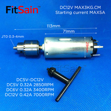 FitSain--press drill DC5V~12V 2850~7000rpm MAX3KG.cm motor mini pcb hand drill chuck JT0 0.3~4mm Electric drill 2024 - buy cheap