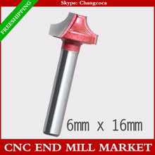 6mm*16mm,wood tool,CNC machine milling cutter,tungsten solid Carbide end mill,PVC,MDF,acrylic,woodworking router bit,1/4R Bit 2024 - buy cheap