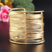 IF ME Fashion Multilayer Hollow Cuff Bangles For Women Opened Maxi Punk Braid Big Gold Color Charm Vintage Wide Metal Bracelet 2024 - buy cheap