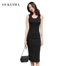 Oukytha 2018 new vest women dress bodycon robe solid pencil tank summer dress slim back vent black large size dress GKZ17090 2024 - buy cheap