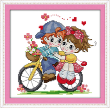 Traveling by bicycle cross stitch kit 14ct 11ct count print canvas stitches embroidery DIY handmade needlework plus 2024 - buy cheap