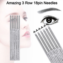 Eyebrow Microblading Needles 3 Row 18/21Pin 50Pcs Sterilized Lip Permanent Makeup Blades Needles Shading Tattoo Manual Pen Inks 2024 - buy cheap