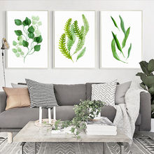 Nordic Poster Canvas Painting Watercolor Plant Leaves Posters and Prints Wall Art Picture for Living Room Decoration Home Decor 2024 - buy cheap