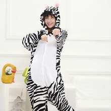 Family Halloween Cosplay Costume Animal Zebra Pajamas Winter Warm Cartoon Sleepwear Matching Outfits Mother Kids Onesie 2024 - buy cheap