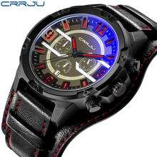 CRRJU новые мужские часы люксовый бренд хронограф спортивные мужские часы Кожа Кварцевые водонепроницаемые мужские наручные часы Relogio Masculino 2024 - купить недорого