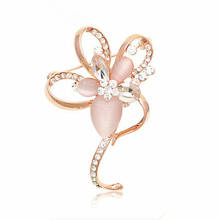 OneckOha Fashion Jewelry Opal Stone Flower Brooch Pin Rhinestone Brooches Garment Acessories 2024 - buy cheap