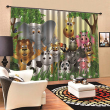 Cartoon Zoo Windows Curtains for Living Room Bedroom Decorative Kitchen Curtains Drapes Window Treatments Rustic Style custom 2024 - buy cheap