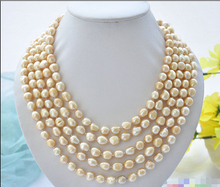 Charming Long 100" 10mm champagne baroque freshwater pearl necklace 2024 - buy cheap