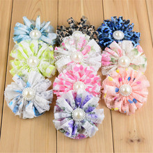 Pearl lace flower 20pcs/lot in printed colors For Newborn Headbands Beautiful Girls Hair Accessories 2024 - buy cheap