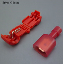 Shhworlsea-juego de cables de empalme rápido para Audio de coche, 100 juegos = 200 uds, rojo, 22-18AWG 2024 - compra barato