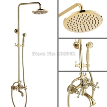 Gold Color Brass 8" Shower Head Rain Shower Faucet Set /Bathroom Dual Cross Handles Wall Mounted Bathtub Mixer Tap Wgf444 2024 - buy cheap