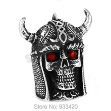 Free shipping! Roman Soldier Skull Biker Ring Red Eyes Stainless Steel Jewelry Vintage Motor Biker Men Ring Wholesale SWR0455 2024 - buy cheap