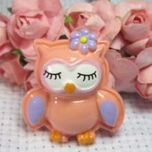 10pcs/lot Cute Pink OWL Sleeping  Resin Cabochon Flat Back Girls Hair Bow Center Making Boys Crafts DIY 27*27mm 2024 - buy cheap