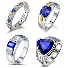 Высокое качество синий кристалл модный стиль Золотой Серебряный цвет кольцо для женщин уникальный двойной цвет свадебные кольца ювелирные изделия подарок 2024 - купить недорого