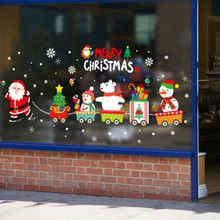 DIY фестиваль Санта Клаус поезд украшения на окна для дома настенные наклейки витрина стеклянная дверь самоклеющиеся бесшовные обои 2024 - купить недорого
