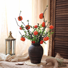 Rama de plantas artificiales, 6 frutas, caqui, forma floral, Baya, accesorios de decoración del hogar, jardín, plantas falsas 2024 - compra barato