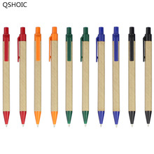 QSHOIC-pluma de bola de papel promocional, 100 Uds., Clip de plástico, pluma de bola de papel ecológico 2024 - compra barato