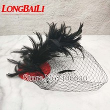 Feather Mini Top Hats Hair Accessories For Women Decoration Hats Fascinators Drop Shipping Accept MFF10010 2024 - купить недорого