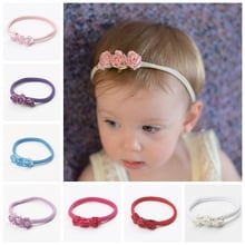 Yundfly Boutique Baby Girls Elastic Nylon Headband Flower Headwrap Newborn Hair Band 2024 - buy cheap