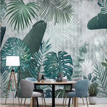 Custom Mural Wallpaper Hand-painted Tropical Plants Leaves Tv Background Wall 2024 - buy cheap