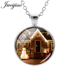 JWEIJIAO Handmade Beautiful Christmas Lights Decoration Image Glass Cabochon Sweater Chain Christmas Party Jewelry Gift CM283 2024 - buy cheap