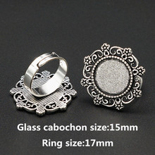 Bl0080 anel vintage ajustável, anéis cabochão configurações anel antigo liga metálica zinco joias caber 15mm de vidro cabochão 2024 - compre barato