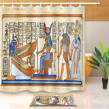 Tecido impermeável para decoração de banheira, lb khufu, faraó, tecido egípcio antigo, revestimento para chuveiro e conjunto de tapete, banheiro 2024 - compre barato