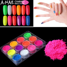 12Jars/set Neon Pigment Fluorescence Effect Nail Glitter Fluorescent color Powder Nail Polish Dust UV Gel Nail Decorations 2024 - buy cheap