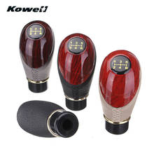 KOWELL 5-Speed Universal PU Leather Peach Wood MT Manual Transmission Gear Shift Knob for Volkswagen VW Golf for Lada for KIA 2024 - buy cheap