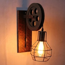 Lámpara de pared industrial de estilo antiguo europeo, polea de elevación de hierro forjado retro, luz americana para pared de Granero, accesorio de luz de estilo antiguo 2024 - compra barato