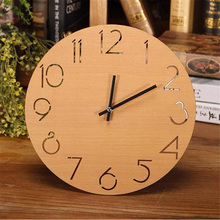 Reloj de pared grande Digital de madera redondo de cuarzo, diseño moderno, colgante de pared, reloj de cocina, Mural para decoración del hogar 2024 - compra barato