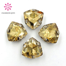 12mm 20 unids/bolsa cristal en forma de triángulo champán cristal para coser diamantes de imitación diy/accesorios de ropa 2024 - compra barato