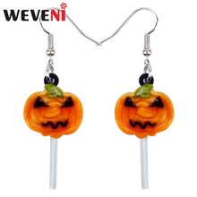 WEVENI Acrylic Halloween Sweet Pumpkin Lollipop Candy Earrings Drop Dangle New Long Fashion Jewelry For Women Girls Female Gift 2024 - buy cheap