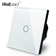 Hot White Crystal Glass Panel wall switch EU UK Standard 110~250V 1 gang Dimmer White Touch Screen Panel Wallpad 2024 - buy cheap