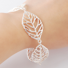 New Fashion 925 Sterling Silver Elegant Hollow Leaf Charm Bracelet for Woman Jewelry Gift 2024 - buy cheap