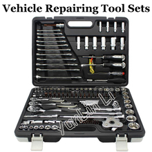 Kit de reparación de vehículos, caja de herramientas de mantenimiento de coche, combinación de reparación, llave de tubo de trinquete, destornillador, 123 unids/set, 102123 2024 - compra barato