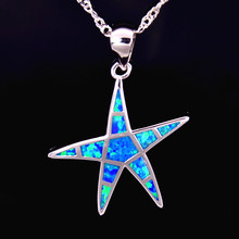 Ожерелье с кулоном PJ17082722 женское, серебро с голубым огненным опалом, красивая Морская звезда, свадебный подарок 2024 - купить недорого