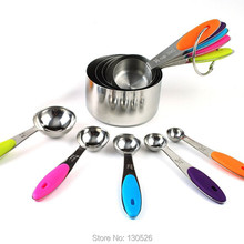 New Stainless Steel Measuring Cups and Spoon Scoop Silicone Handle Kitchen Measuring Tools Cooking Baking Cooking Accessories 2024 - buy cheap