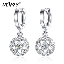 NEHZY-pendientes de plata de alta calidad para mujer, aretes redondos de cristal, recorte retro, estrella de cinco puntas, joyería popular para el oído 2024 - compra barato