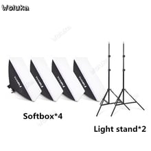 Conjunto de 4 softbox + 2 suportes de luz, estúdio de fotografia de cabeça única, kit de luz, adereços de lâmpada de foto, equipamento fotográfico cd50 t10 2024 - compre barato
