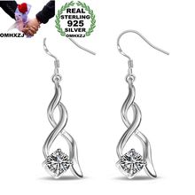 OMHXZJ-pendientes de plata de ley 925 con circón trenzado para mujer, aretes con personalidad, moda OL, para fiesta, boda, color blanco, YE296 2024 - compra barato